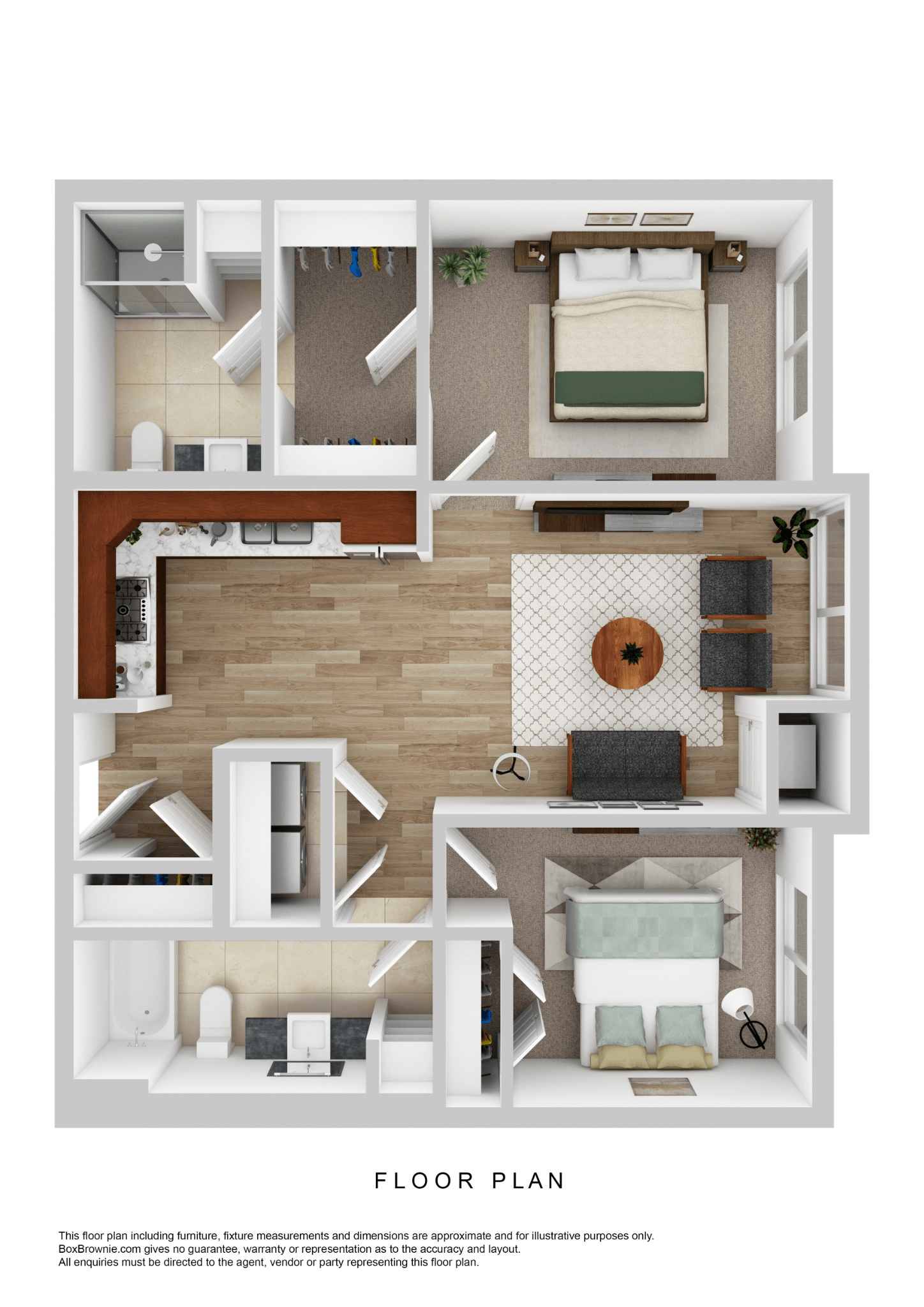 Floor plan for 2 beds, 2 baths, 931 sqft